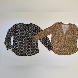 Ann Taylor Medium M Long Sleeve Shirt Top Blouse Fall Lot of 2
